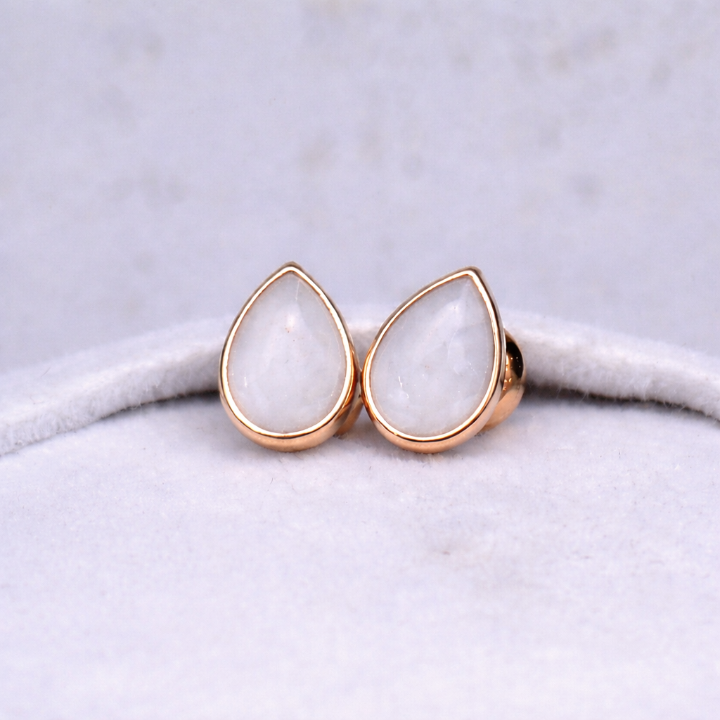 Boucles d'oreilles Mars poire - Or Rose, Pierre Naturelle