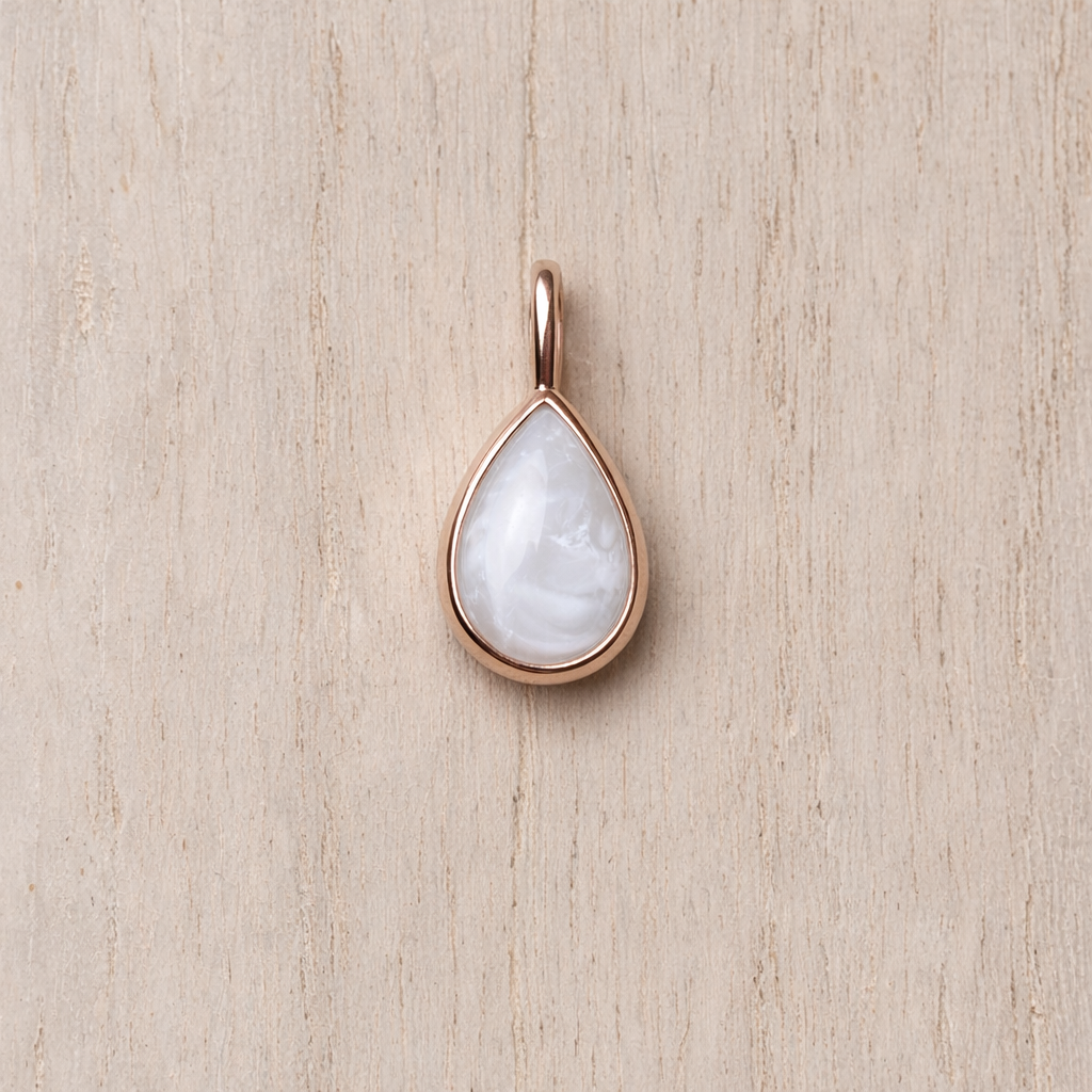 Pear Mars Pendant in Rose Gold with pearled stone