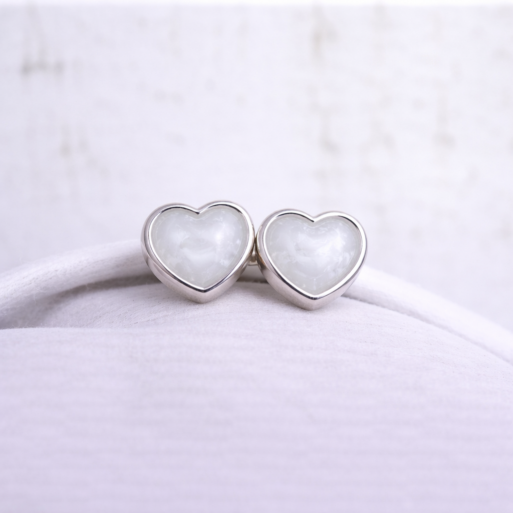 Boucles d'oreilles Mars coeurs - Argent, Pierre Naturelle