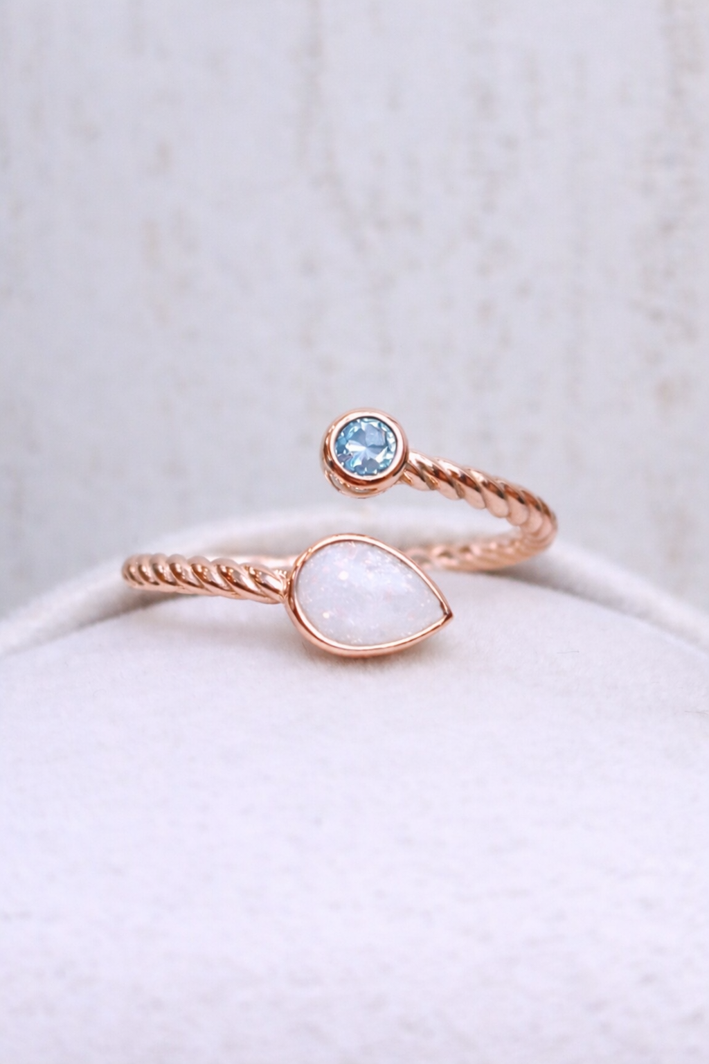 Bague Lyra Or Rose, pierre naturelle