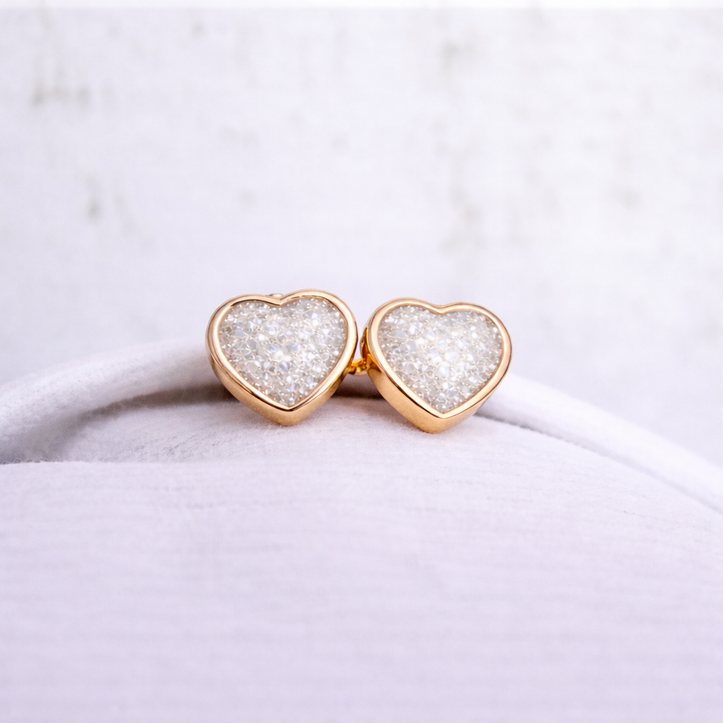 Round Mars Earrings - Yellow Gold with sparkling stone