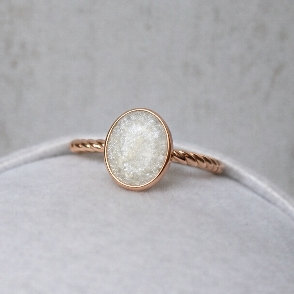 Apodis torsadé en vermeil rose, pierre scintillante