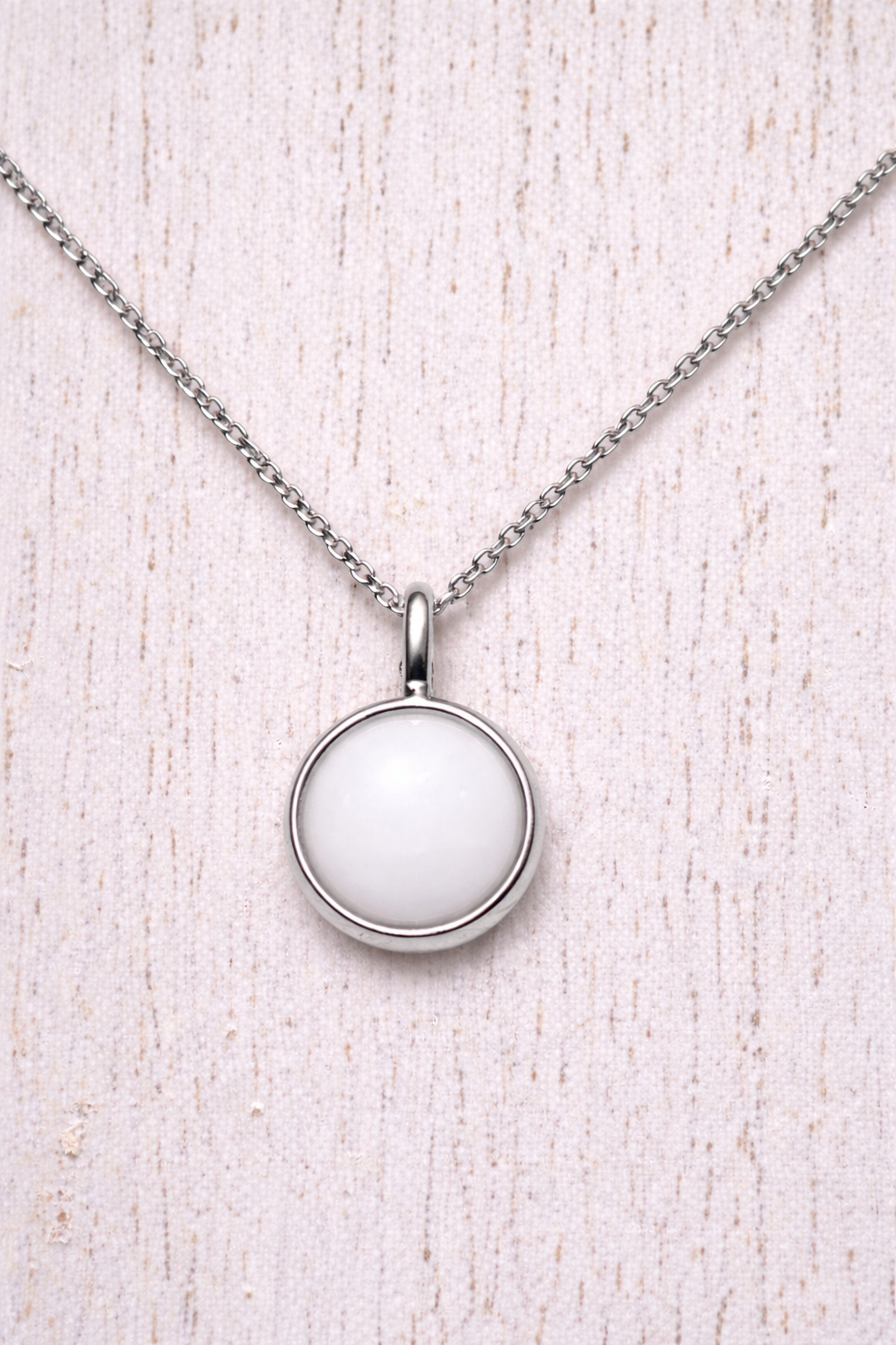 Pendentif Orion Or Blanc, pierre blanche