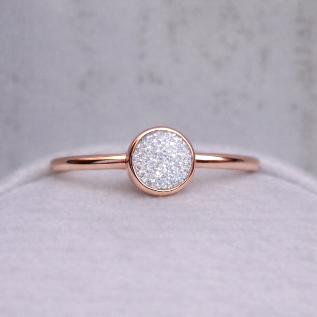 Petite Ourse vermeil rose, pierre scintillante