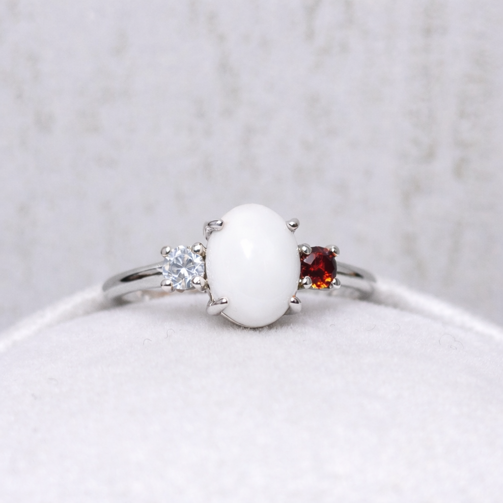 Bague Gemini en Or Blanc, pierre blanche