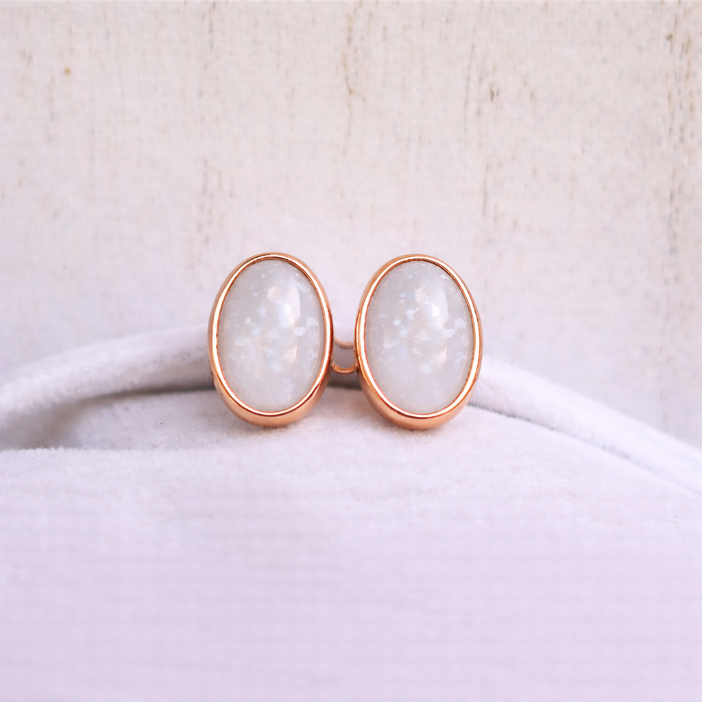 Boucles d'oreilles Mars ovales - Or Rose, Pierre Naturelle