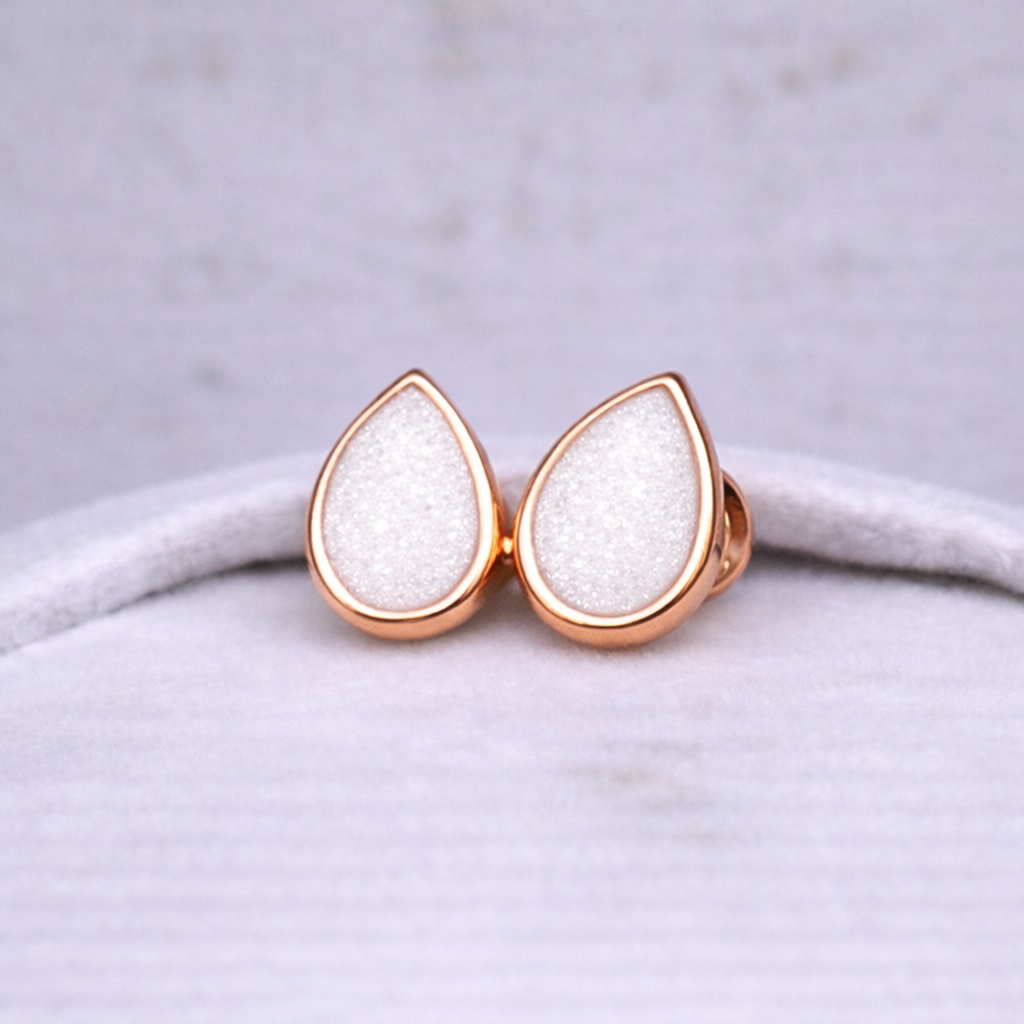 Boucles d'oreilles Mars poire - Or Rose, Pierre Scintillante