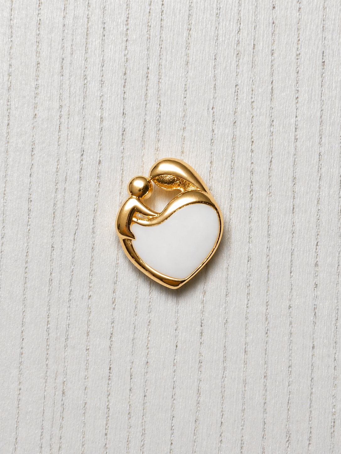 Pendentif Mère-Enfant en Or Jaune, pierre blanche