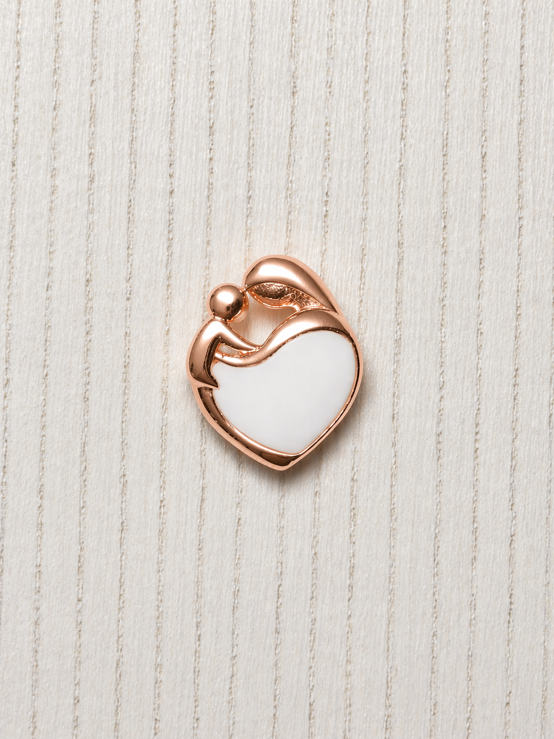 Pendentif Mère-Enfant en Or Rose, pierre blanche