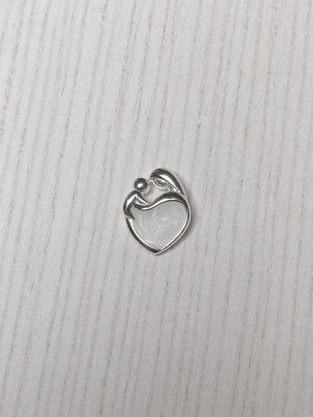 Pendentif Mère-Enfant en Argent, pierre scintillante