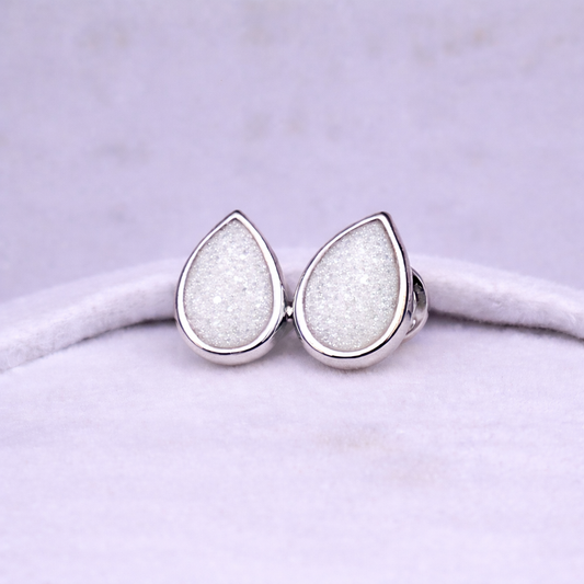 Boucles d'oreilles Mars poire - Or Blanc, Pierre Scintillante