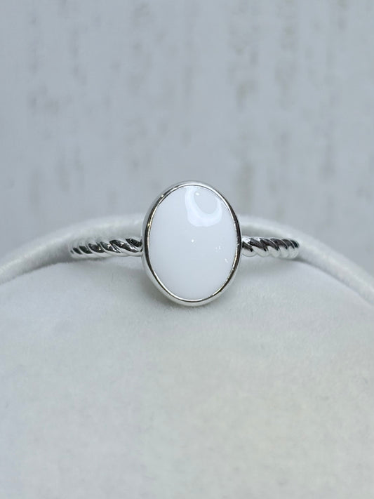 Apodis Argent torsadé, pierre blanche