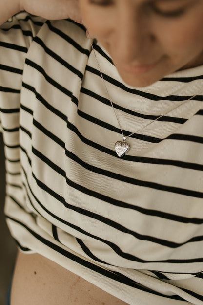 Floral Heart Locket in Silver