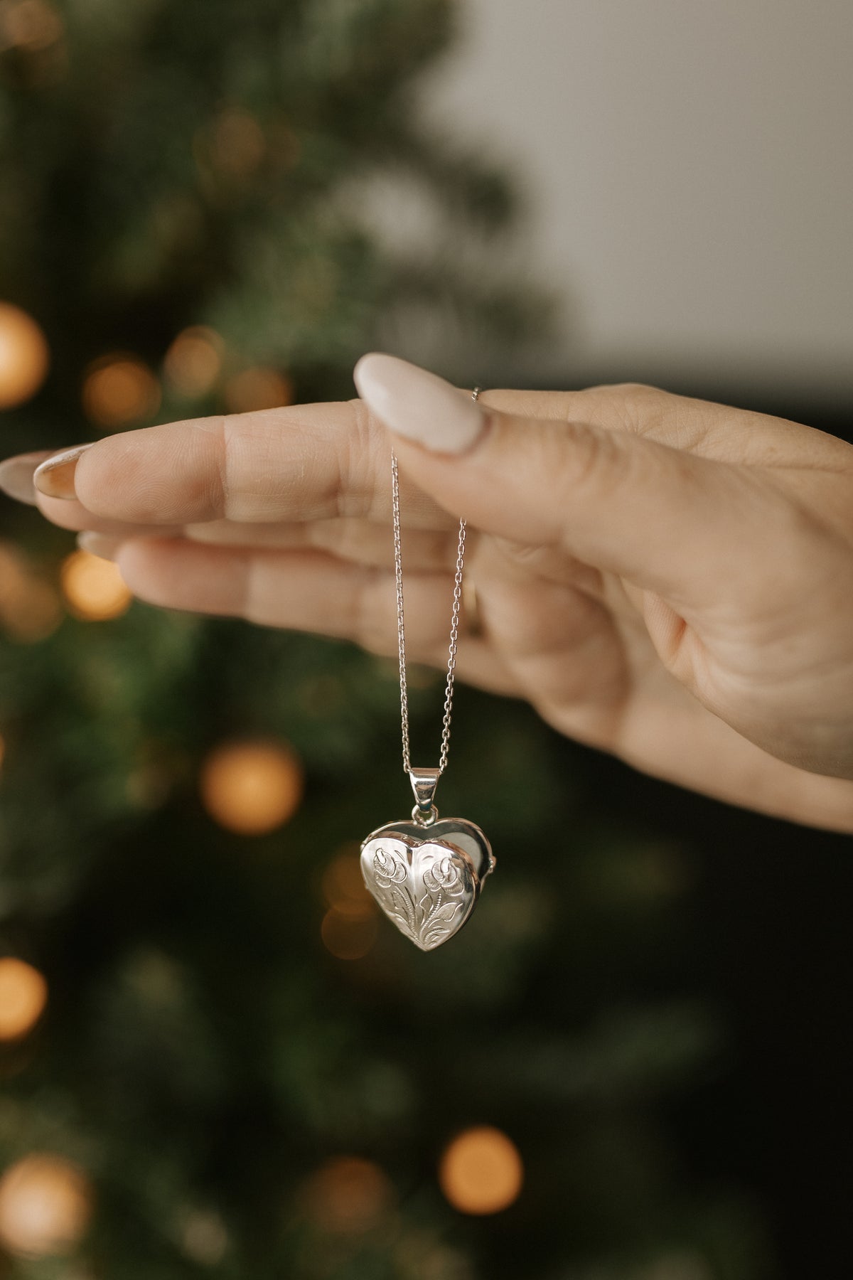 Floral Heart Locket in Silver
