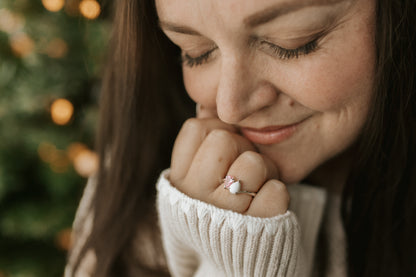 Bague Toi & Moi en argent, pierre blanche