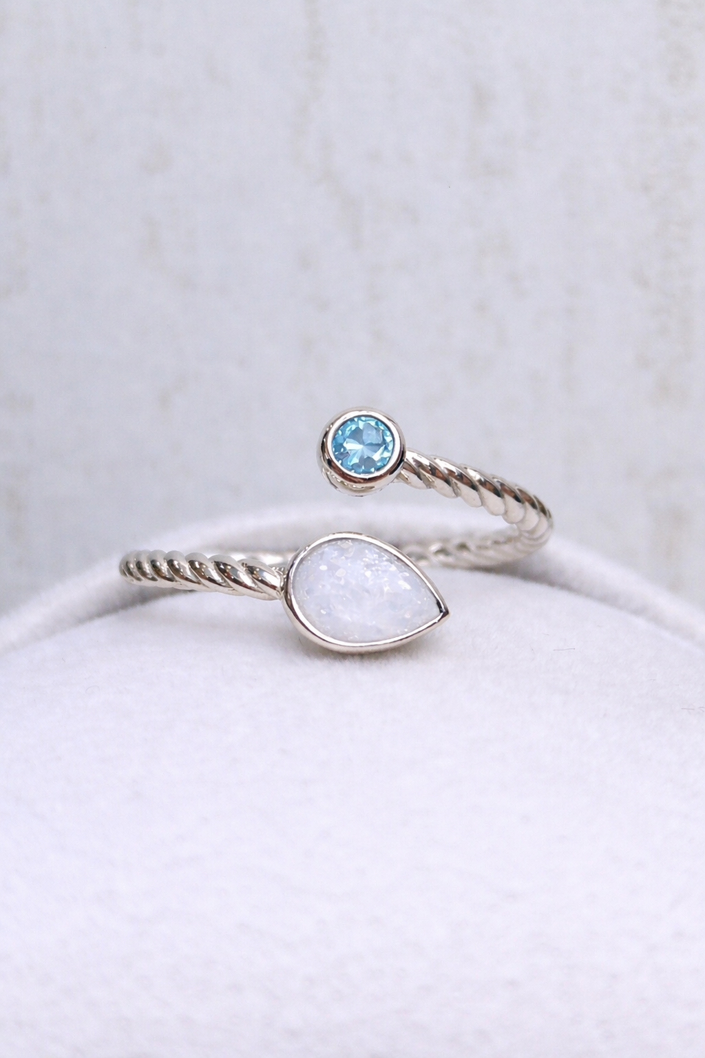 Bague Lyra Or Blanc, pierre naturelle