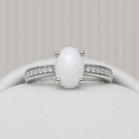 Bague Vela Or Blanc, pierre naturelle