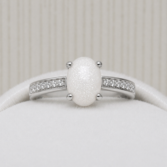 Bague Vela Or Blanc, pierre scintillante