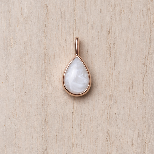 Pear Mars Pendant in Rose Gold with pearled stone
