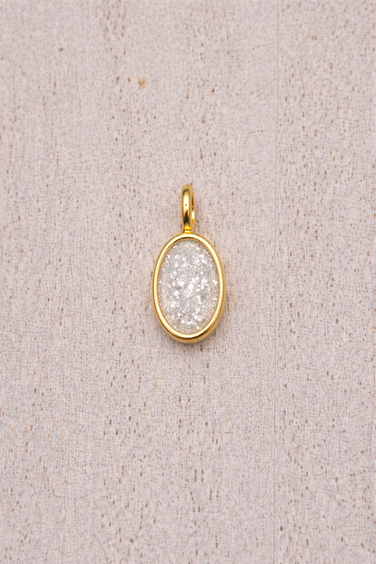 Pendentif Mars de forme ovale en Or Jaune, pierre scintillante