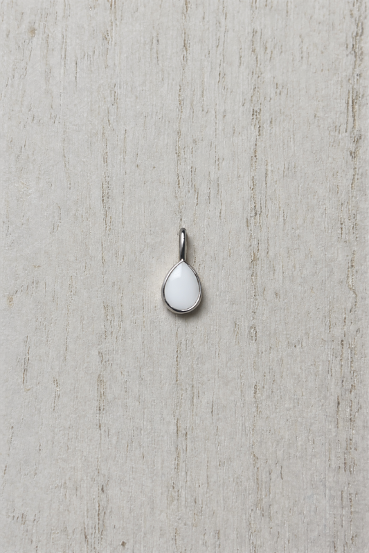 Pear Mars Pendant in Silver with white stone