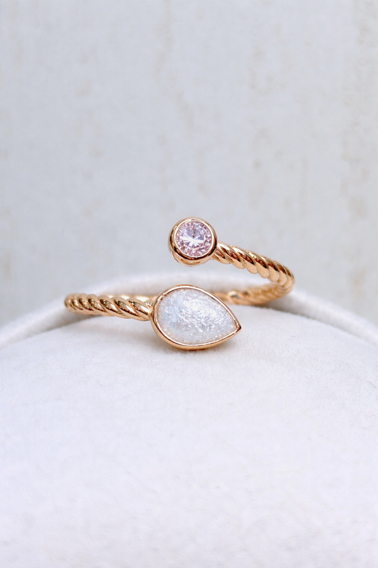 Bague Lyra Or Rose, pierre scintillante