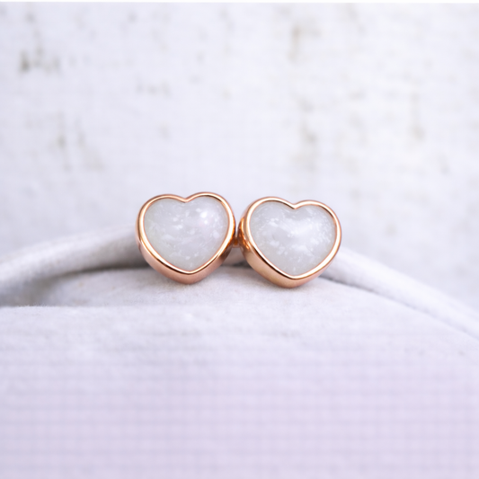 Boucles d'oreilles Mars coeurs - Or Rose, Pierre Naturelle