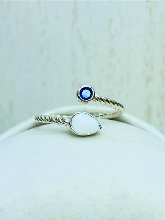 Bague Lyra Or Blanc, pierre blanche