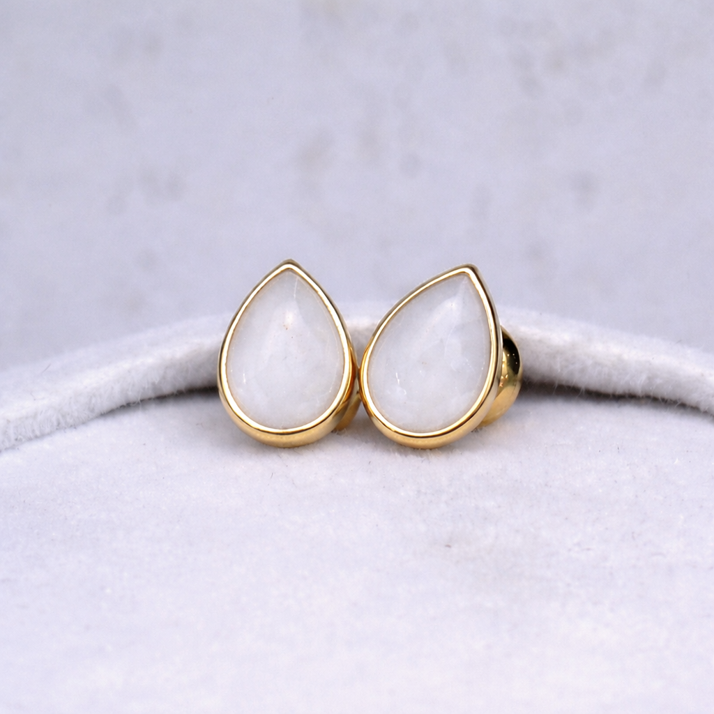 Boucles d'oreilles Mars poire - Or Jaune, Pierre Naturelle
