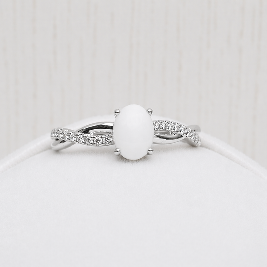 Infinity ring in White gold, white stone