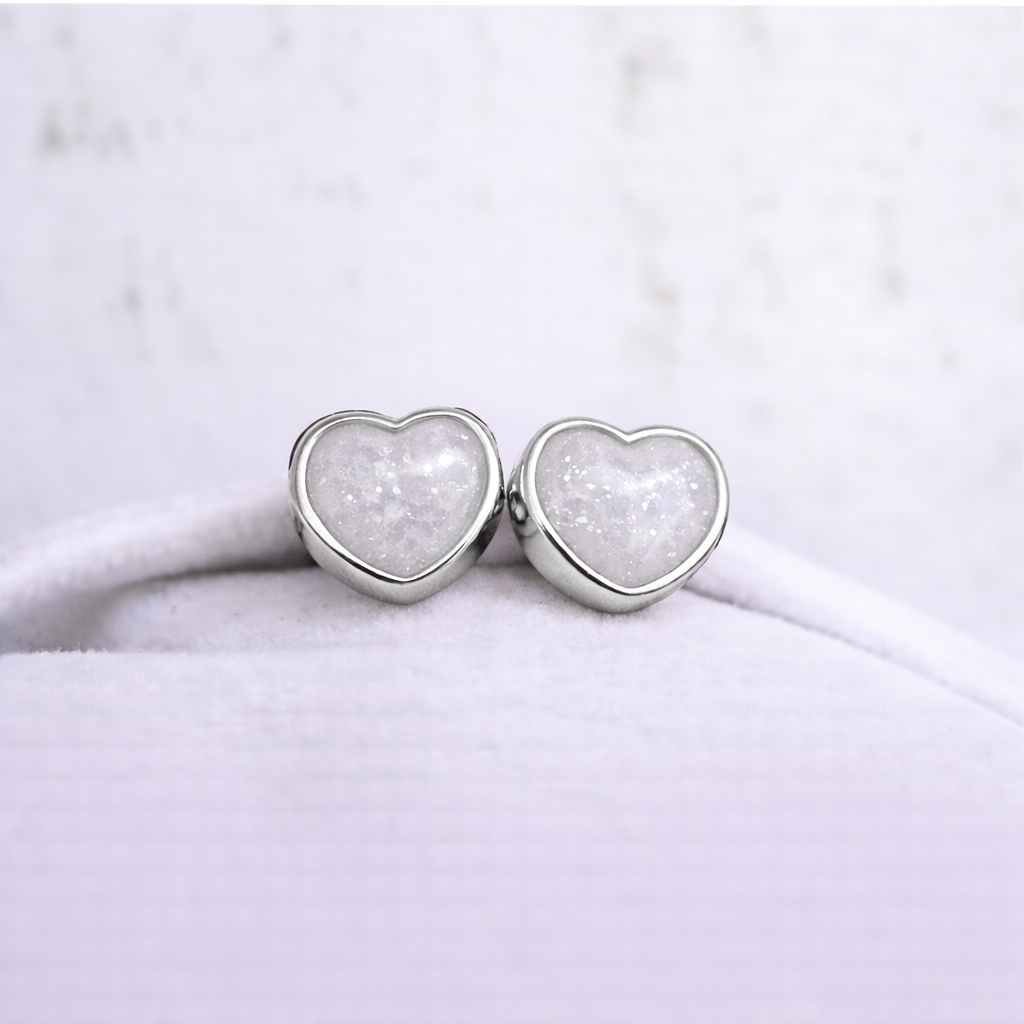 Boucles d'oreilles Mars coeurs - Argent, Pierre Perlée