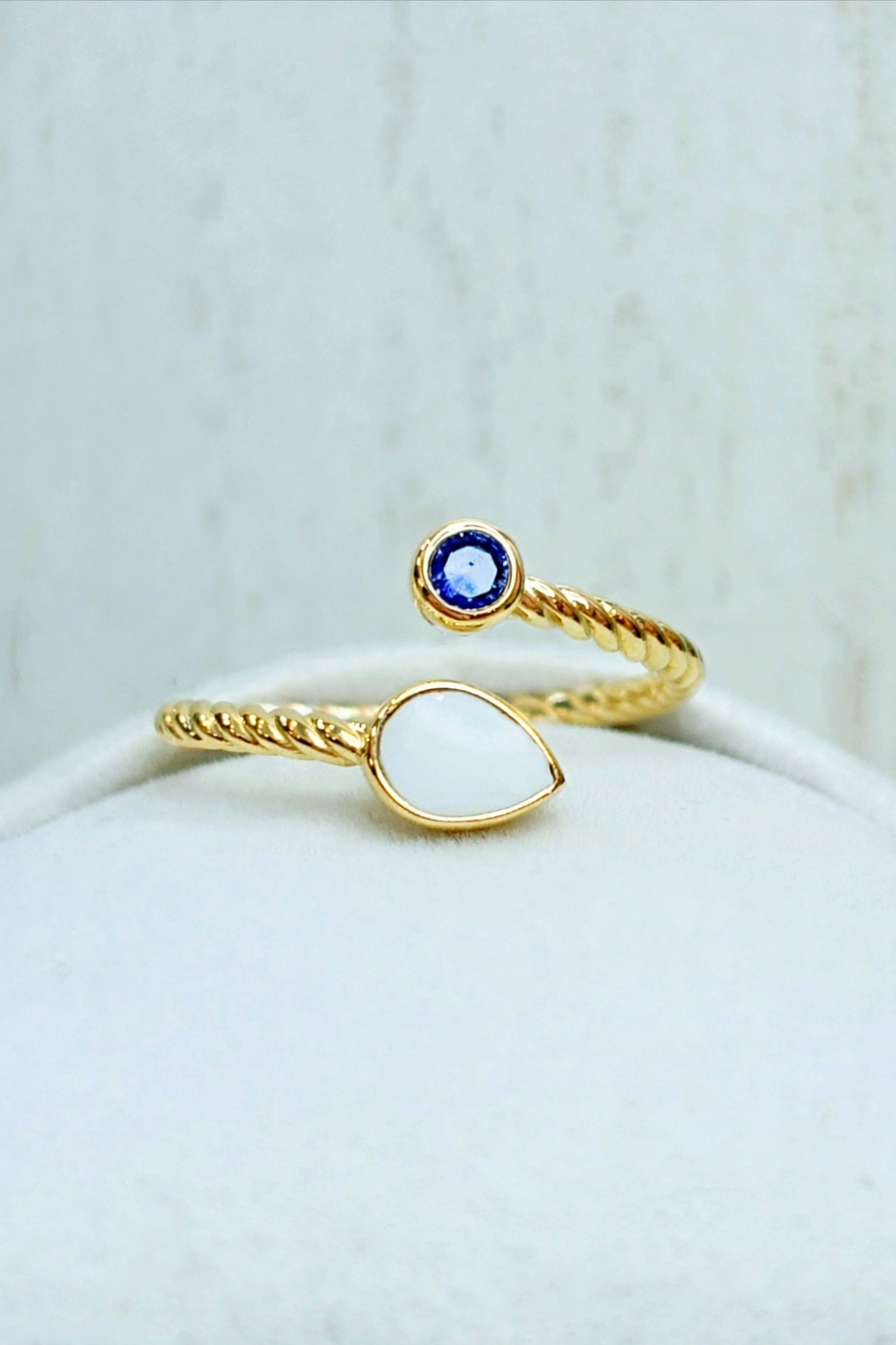 Bague Lyra Or Jaune, pierre blanche