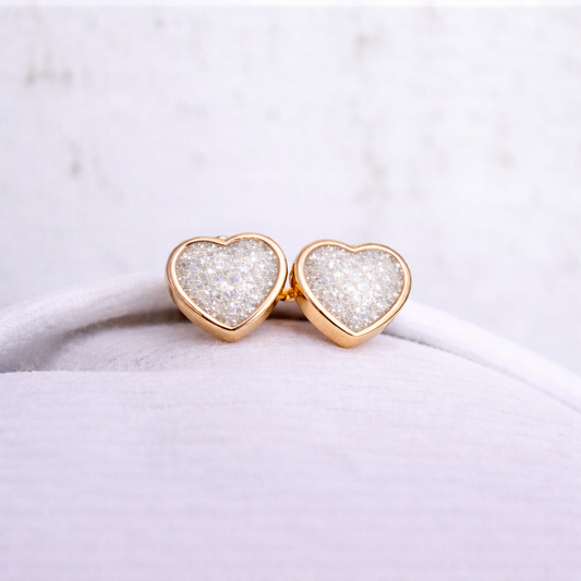 Boucles d'oreilles Mars coeurs - Or Jaune, Pierre Scintillante