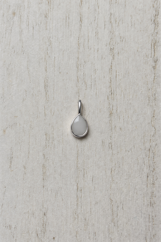 Pear Mars Pendant in Silver with natural stone