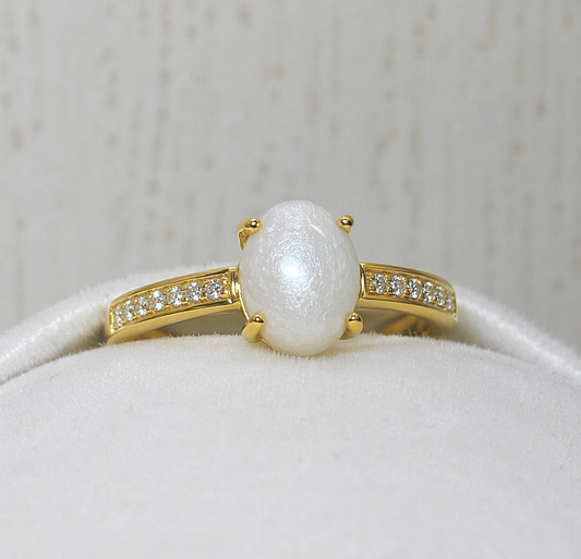 Bague Vela Or Jaune, pierre perlée