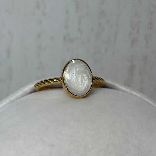 Apodis torsadé Or jaune, pierre perlée