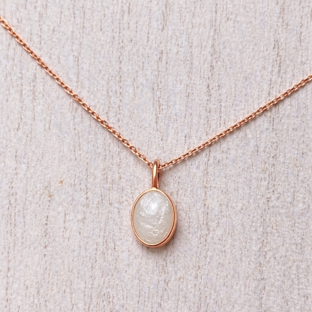 Pendentif Apodis vermeil rose, pierre perlée