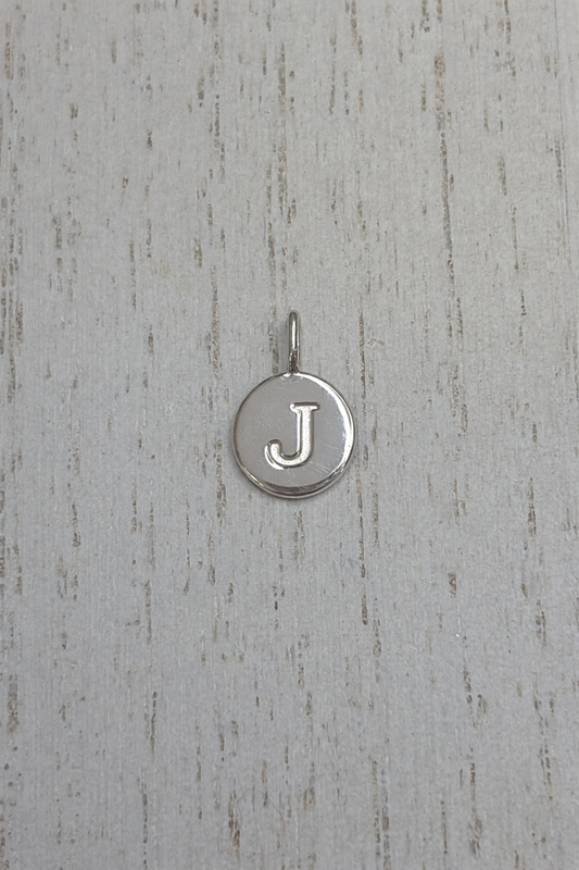 Pendentif Initial rond - Or blanc 10k