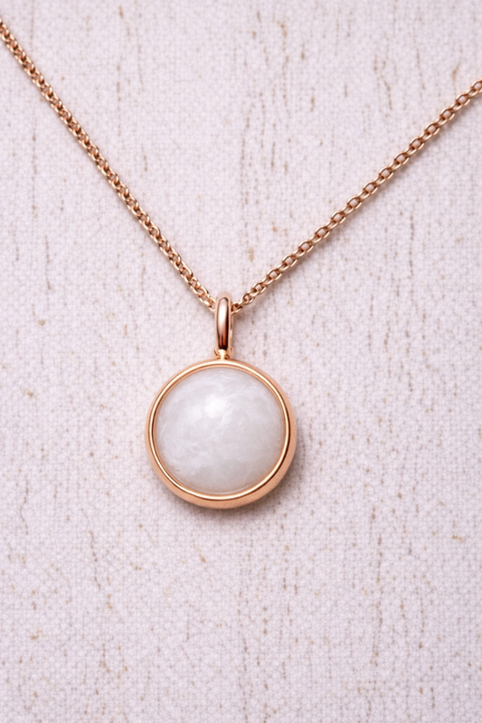 Pendentif Orion Or Rose, pierre perlée