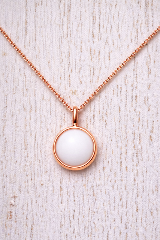 Pendentif Orion Or Rose, pierre blanche