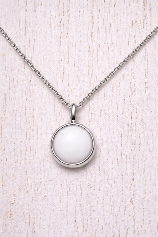 Pendentif Orion Argent, pierre blanche