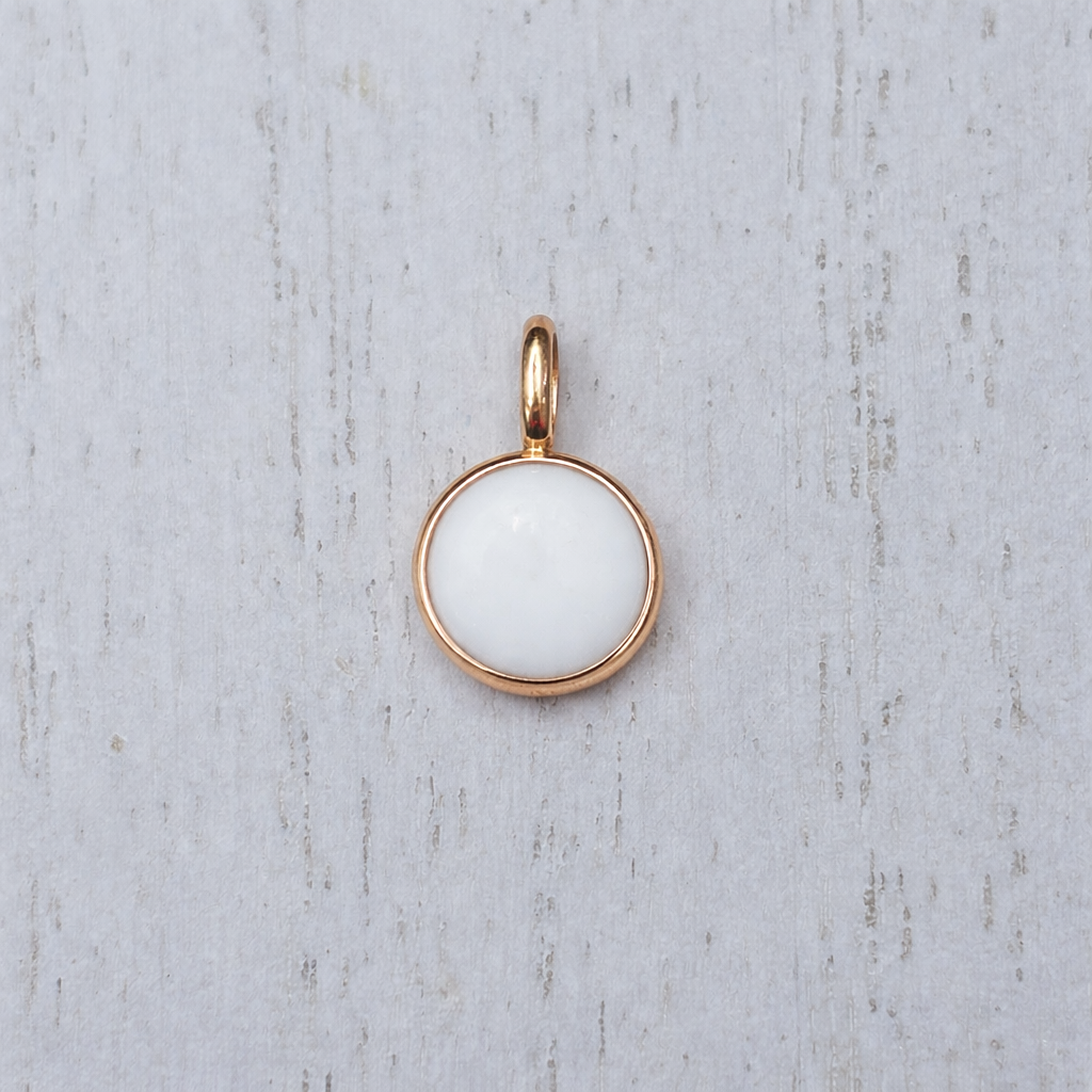 Pendentif Petite Ourse Or Rose, pierre blanche