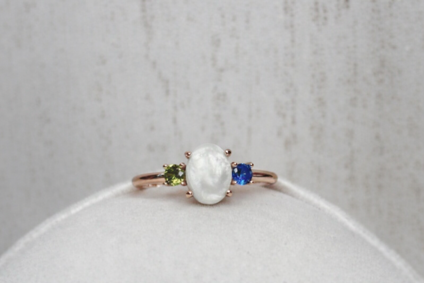 Bague Gemini en Or Rose, pierre perlée