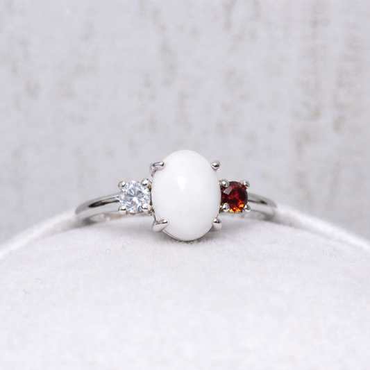 Bague Gemini en Or Blanc, pierre blanche