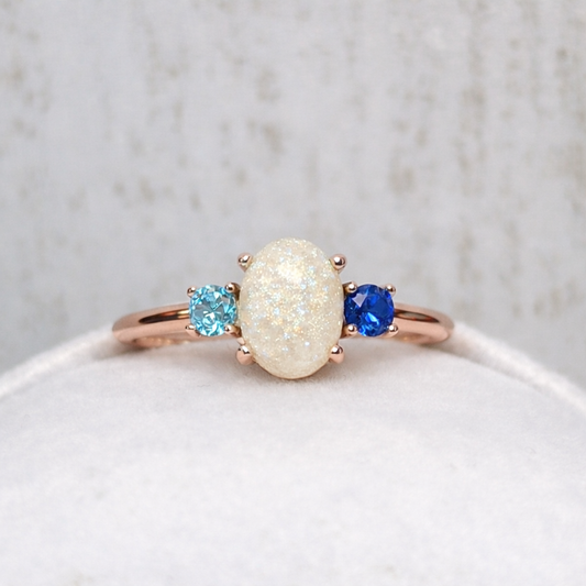 Bague Gemini en Or Rose, pierre scintillante