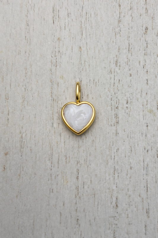 Pendentif Mars de forme coeur en Or Jaune, pierre perlée