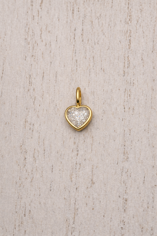 Pendentif Mars de forme coeur en Or Jaune, pierre scintillante