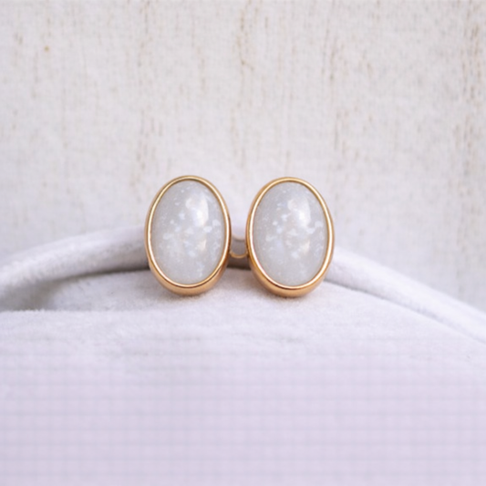 Boucles d'oreilles Mars ovales - Or Jaune, Pierre Naturelle