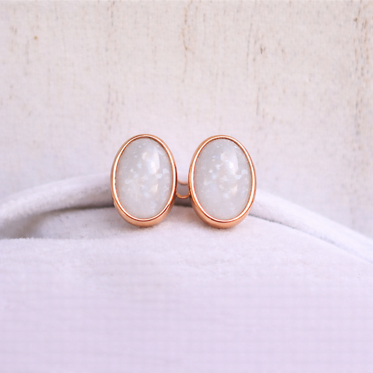 Boucles d'oreilles Mars ovales - Or Rose, Pierre Naturelle