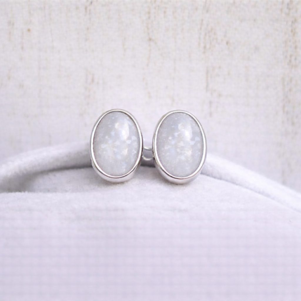Boucles d'oreilles Mars ovales - Argent, Pierre Naturelle